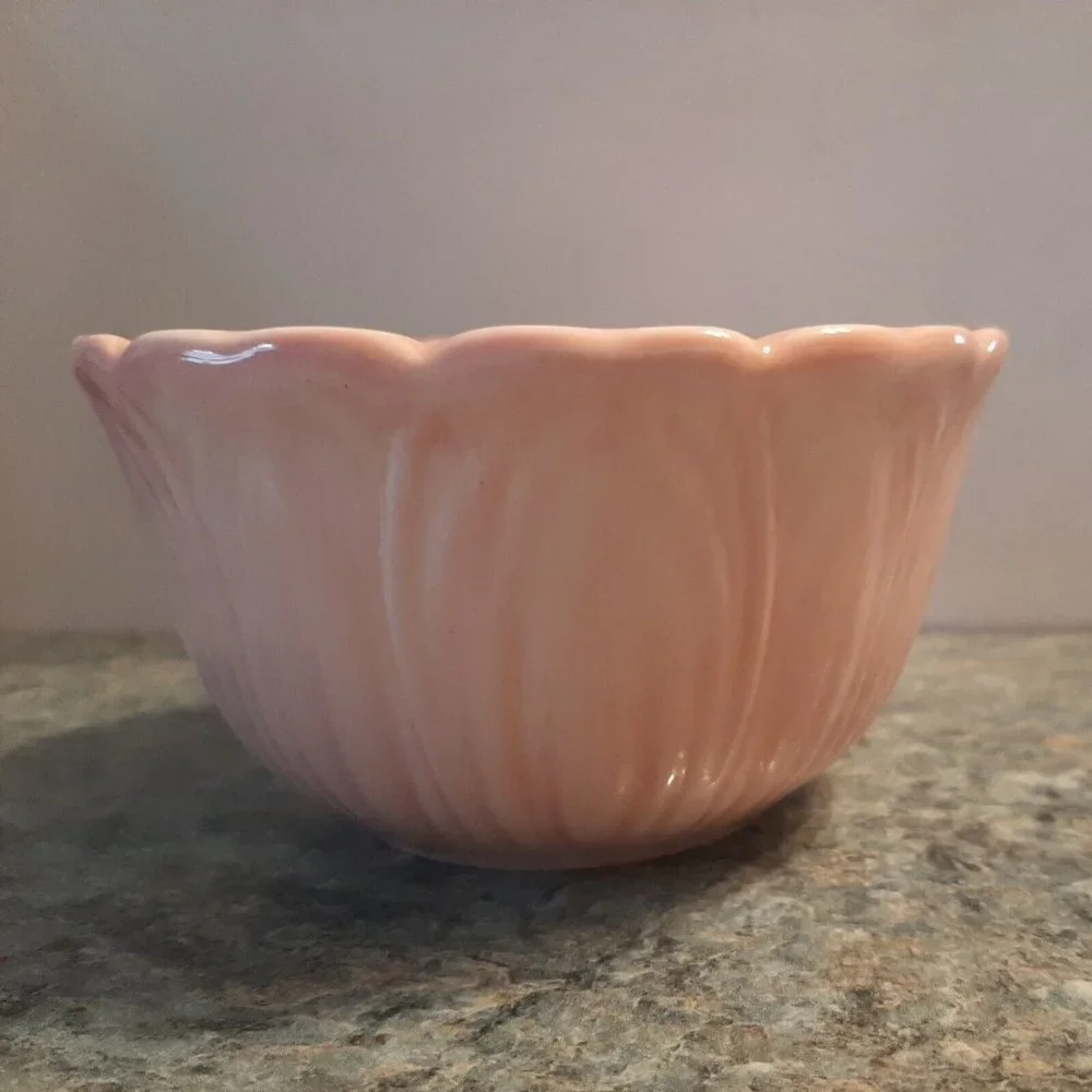 Pier 1 Pink Bowl Earthenware Flower Petals Audrey